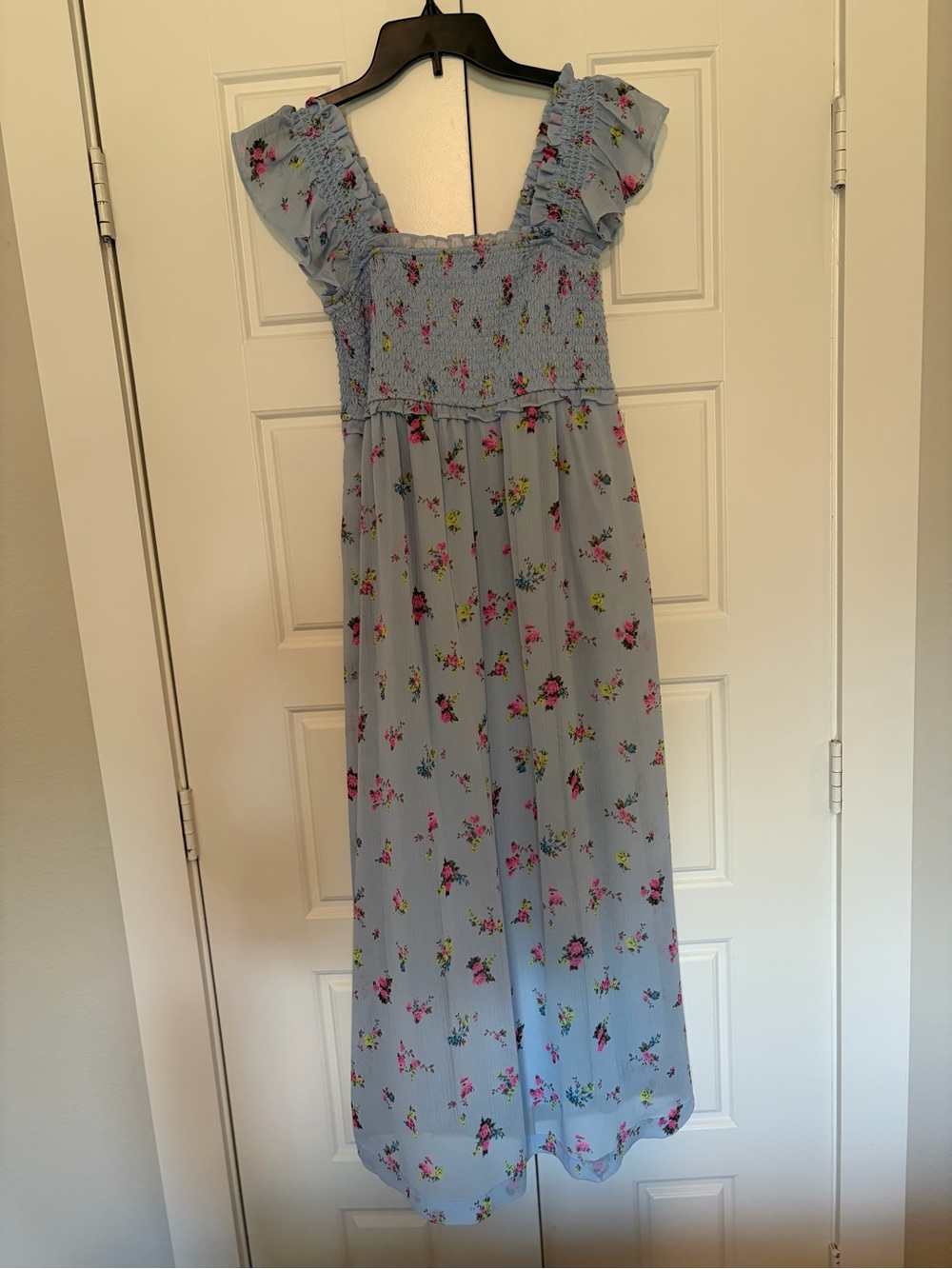 Baby Blue Floral Midi Dress